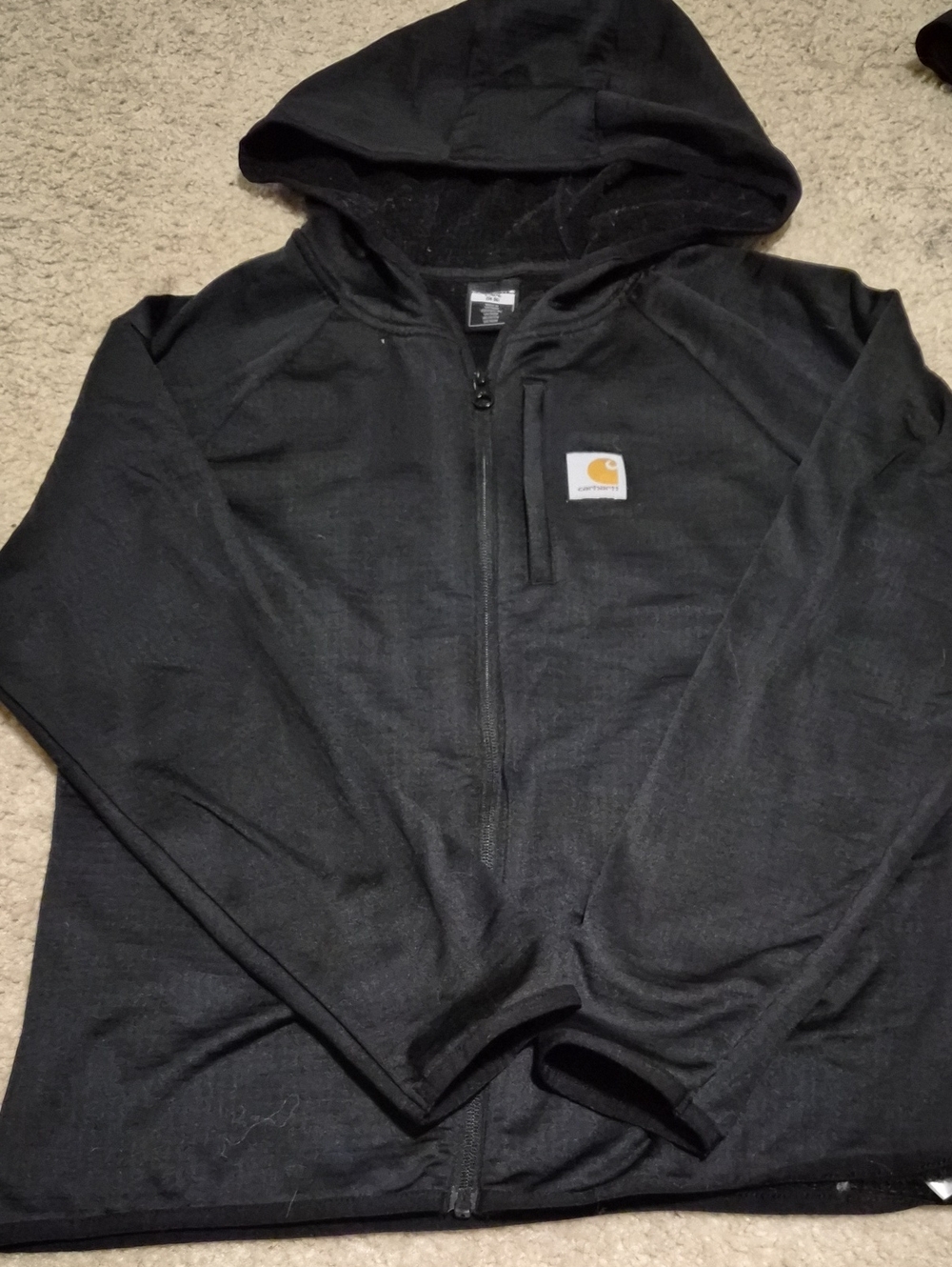 Carhartt Black Full-Zip Hooded Work Sweatshirt with Logo Patch